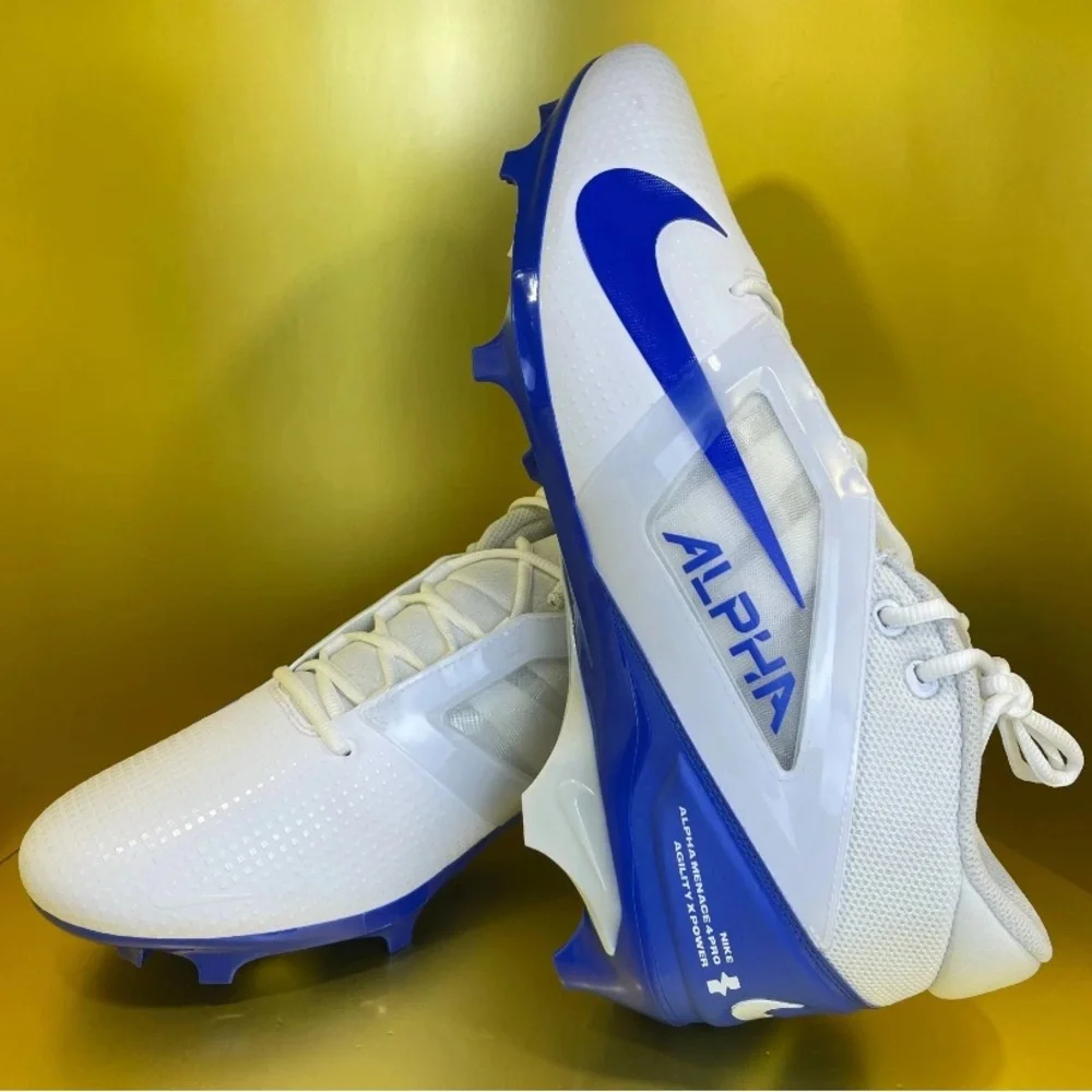 Nike Alpha Menace 4 Pro White Royal Blue Football Cleats FD7037-103 Men's 7.5 - Picture 5 of 5